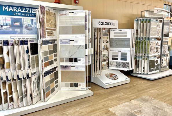 We have a large selection of tile from our many manufacturers, including: Anatolia, Del Conca, American Olean, Marazzi, and Florida Tile.