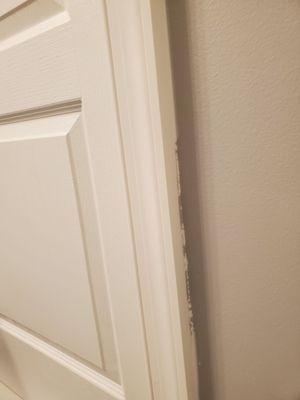 This is painting as wall meets door jamb. That is not a shadow, it's sloppy paint!