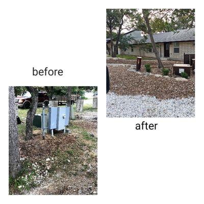 Plant bed and gravel installation