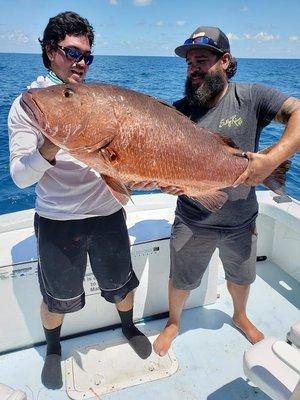 Cubera Snapper caught while fishing an Airplane Wreck Nearshore Key West Sand Key Lighthouse with Capt Anthony