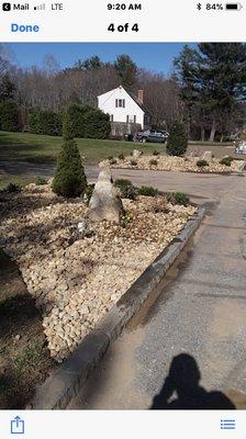 Using stone as a mulch on this new front entrance and new lawn