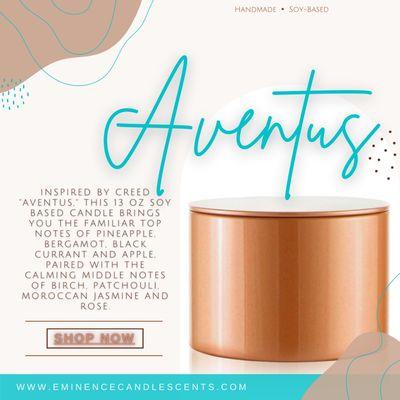 Inspired by "Aventus," this candle brings you the familiar notes of Pineapple, Bergamot, Black Currant and Apple.