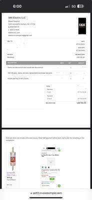 Invoice with screenshots Shawn provided