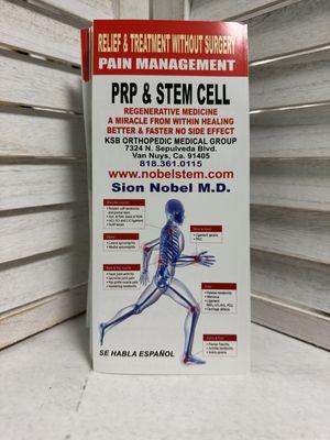 Platelet rich plasma, stem cell treatment