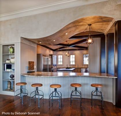 Kitchen Remodel: A curved ceiling and leathered granite in Mooresville, NC by Distinctive Design / Build / Remodel.