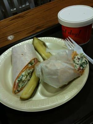 Chicken salad wrap with soup $7.45