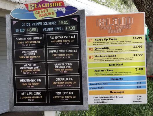 Old menu, management please bring tacos back! Island Eats Taco Truck, Adventure Island Water Park Tampa