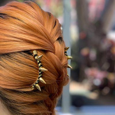 French Braid with custom hair accessory