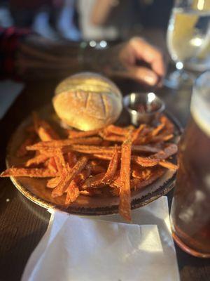 double smash burger + sweet potato fries