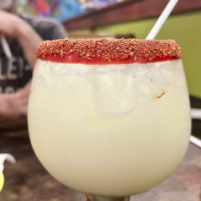 Coconut Margarita with tajin rim, my new favorite!