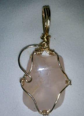 Rose Quartz Wire Wrapped Pendant $25.00