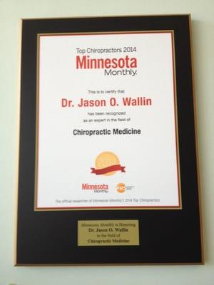 New award! Congratulations, Dr. Wallin! #riverparkwaychiropractic #topchiropractors