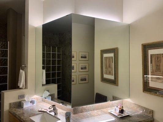 Bathroom vanity mirror back lighting.