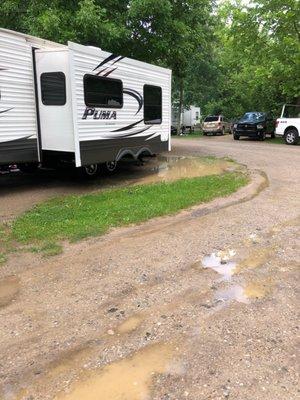 After heavy rains some sites were covered in water