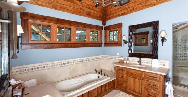 Bathroom painted walls and stained trim