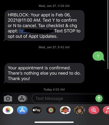 Text confirmation