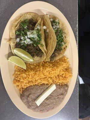 Tacos w/rice & beans