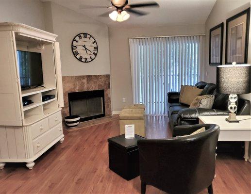 Living room with fireplace