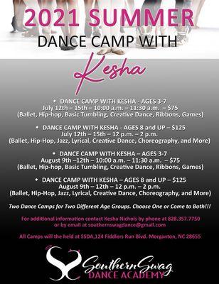 2021 Summer Dance Camps with Kesha are open for registration!