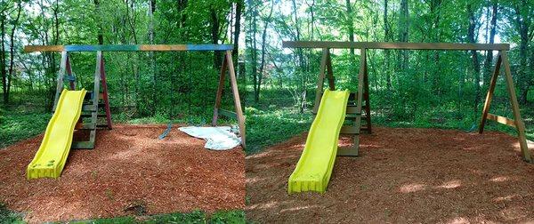 Mulch install, playset pressure wash and painting