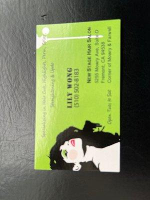 Visiting card of my hair designer