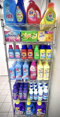 We sell Laundry Detergent, Fabric Softeners, Bleach, and Dryer Sheets from brands like Tide, Gain, Downy, Clorox, Suavitel, and Foca.