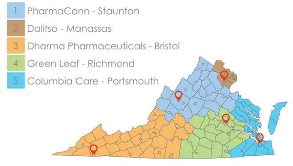 Virginia Dispensaries Map