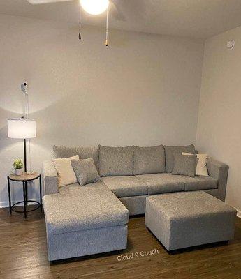 Sofa Sectional and ottoman set in light gray