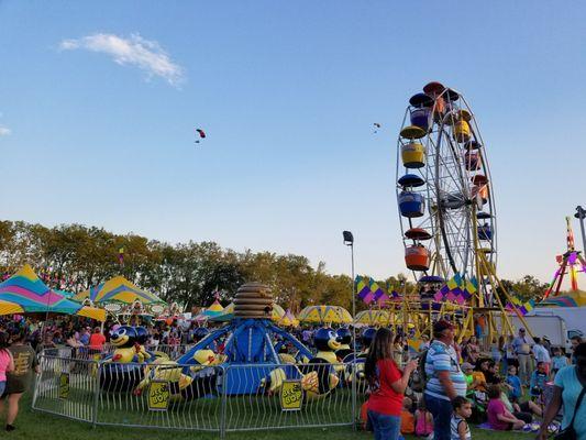 Carnival rides and games at hot air balloon fest