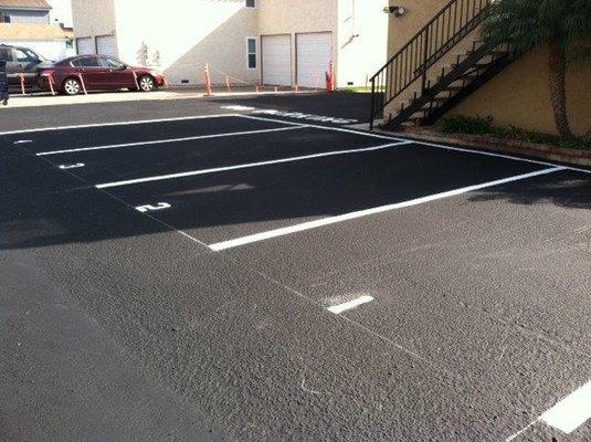 Asphalt overlay and striping