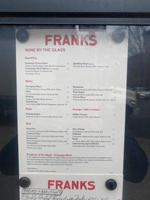 Wine menu