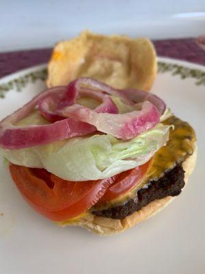 Open Faced look at the Ribeye Burger Combo.