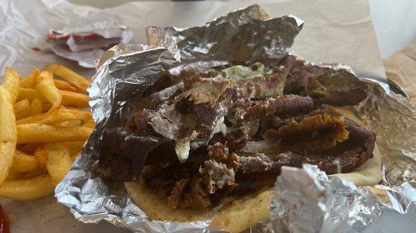 A huge gyro with tons of delicious lamb/beef !