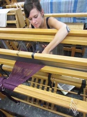 Weaving on the looms