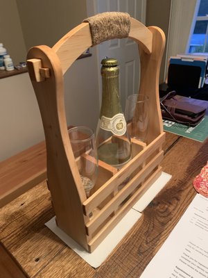 This wine bottle and glasses caddy is a great gift idea!!!