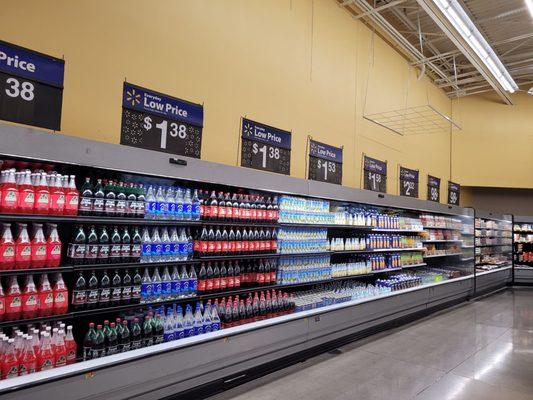 Very organized drinks at the fron of the store