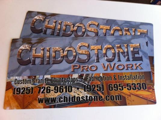 Custom designed pair of printed truck magnets for a Tile & Counter-top company.