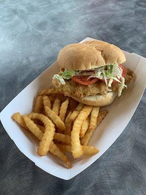 Crispy Chicken sandwich with fries