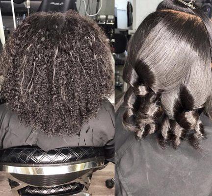 Natural vs after using the No.5 oil and silk press