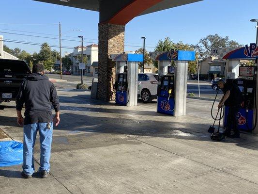 Gas flowed down to the other pumps.