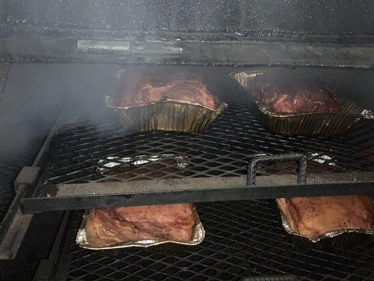 Cooking some pork for our pulled pork sandwiches