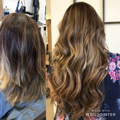 Hair extensions and color by Cori