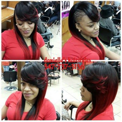 Sewn in ombre weave with braided side