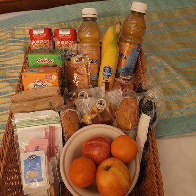 Nice full breakfast Basket.  And snacks before bed