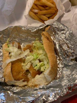 Fried fish sub and fries