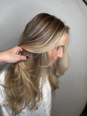 long hair balayage extensions