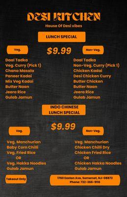 Lunch Special for takeout only!