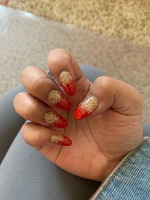 Nexgen red and gold glitter ombré