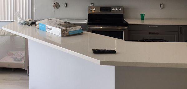 The quartz countertops they installed on my kitchen.