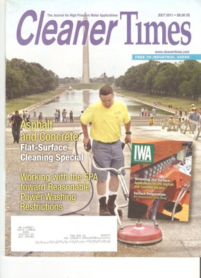 Cleaning the steps at the Lincoln Memorial.